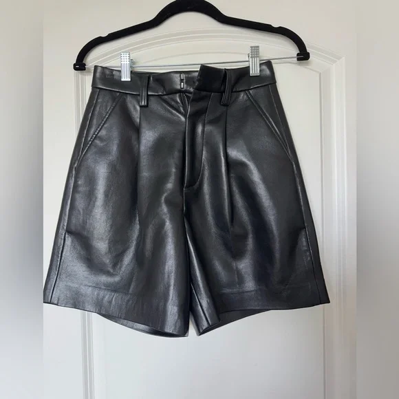 Anine Bing Black Leather women’s Shorts - Picture 1 of 4